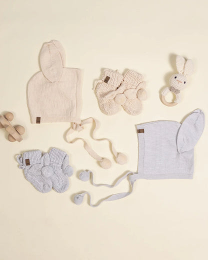 Bunny Knit Booties ||  Heathered Sky