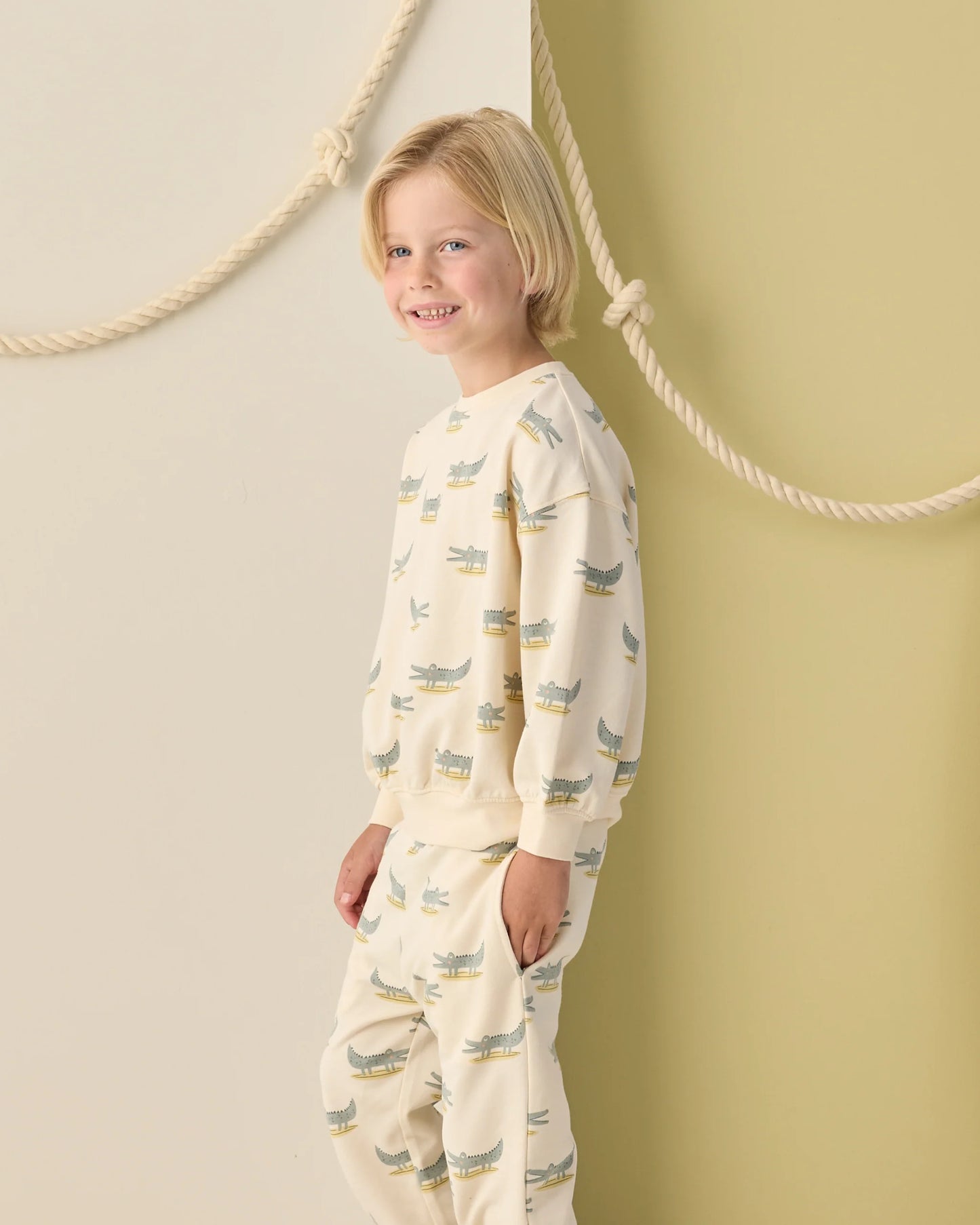 Relaxed Sweatshirt + Sweatpant Set- Alligators