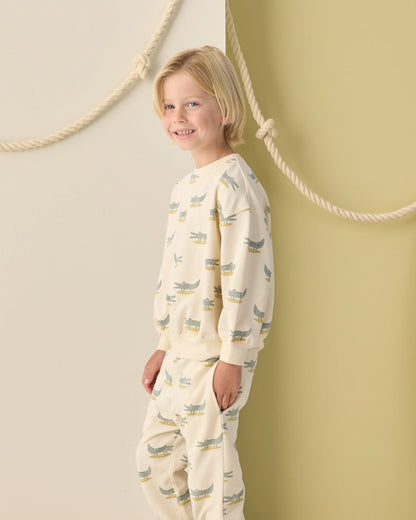 Relaxed Sweatshirt + Sweatpant Set- Alligators