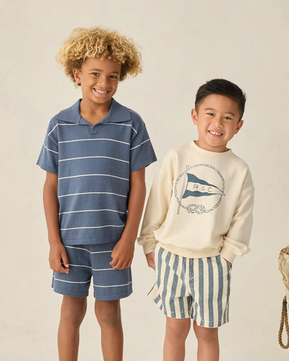 Chandler Knit Polo Navy Stripe