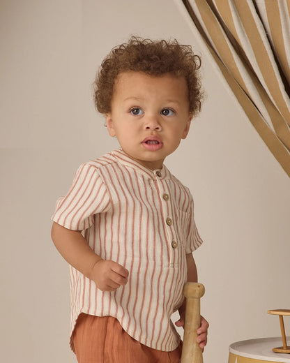 Jaxson Shirt Vintage Stripe + Woven Short Poppy Set