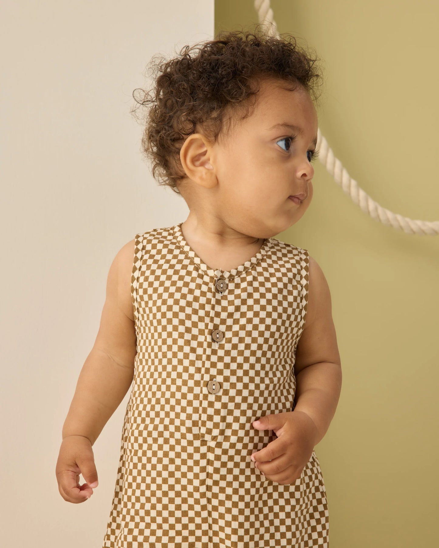 Maverick Romper Ocre Check