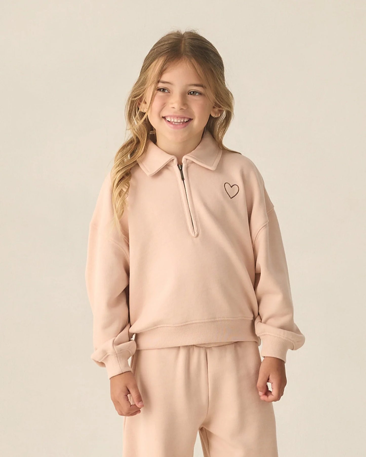 Quarter Zip Sweatshirt Blush