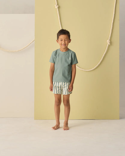Swim Trunk Green Stripe