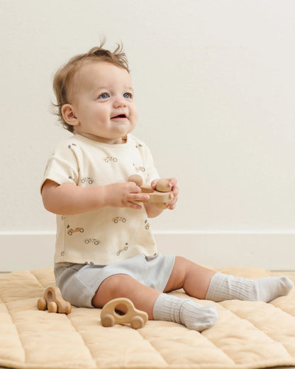 Boxy Tee Race Car + Play Short Sky