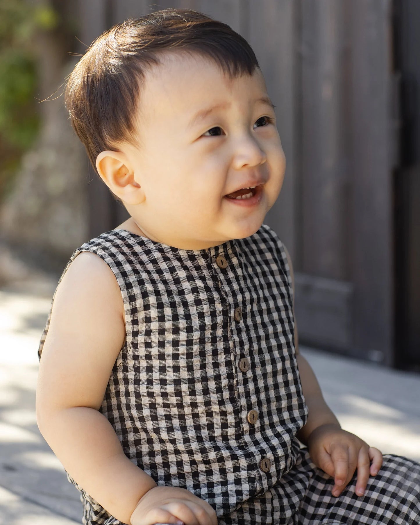 Button Jumpsuit Black Check