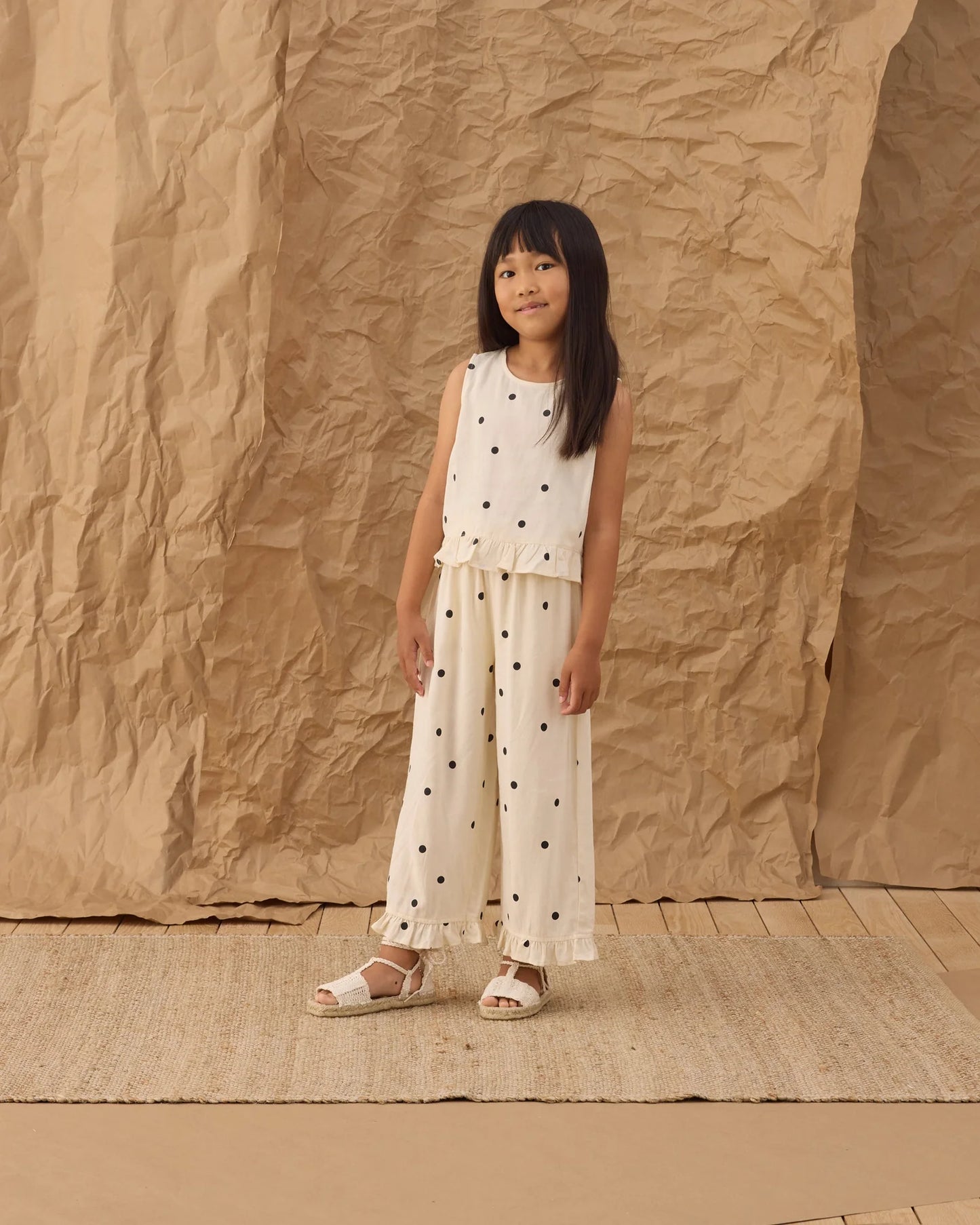 Oceanside Top + Wide Leg Pant Set- Polka Dot