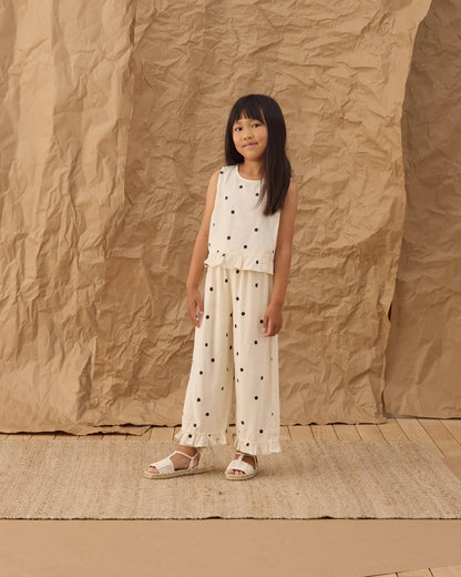 Oceanside Top + Wide Leg Pant Set- Polka Dot