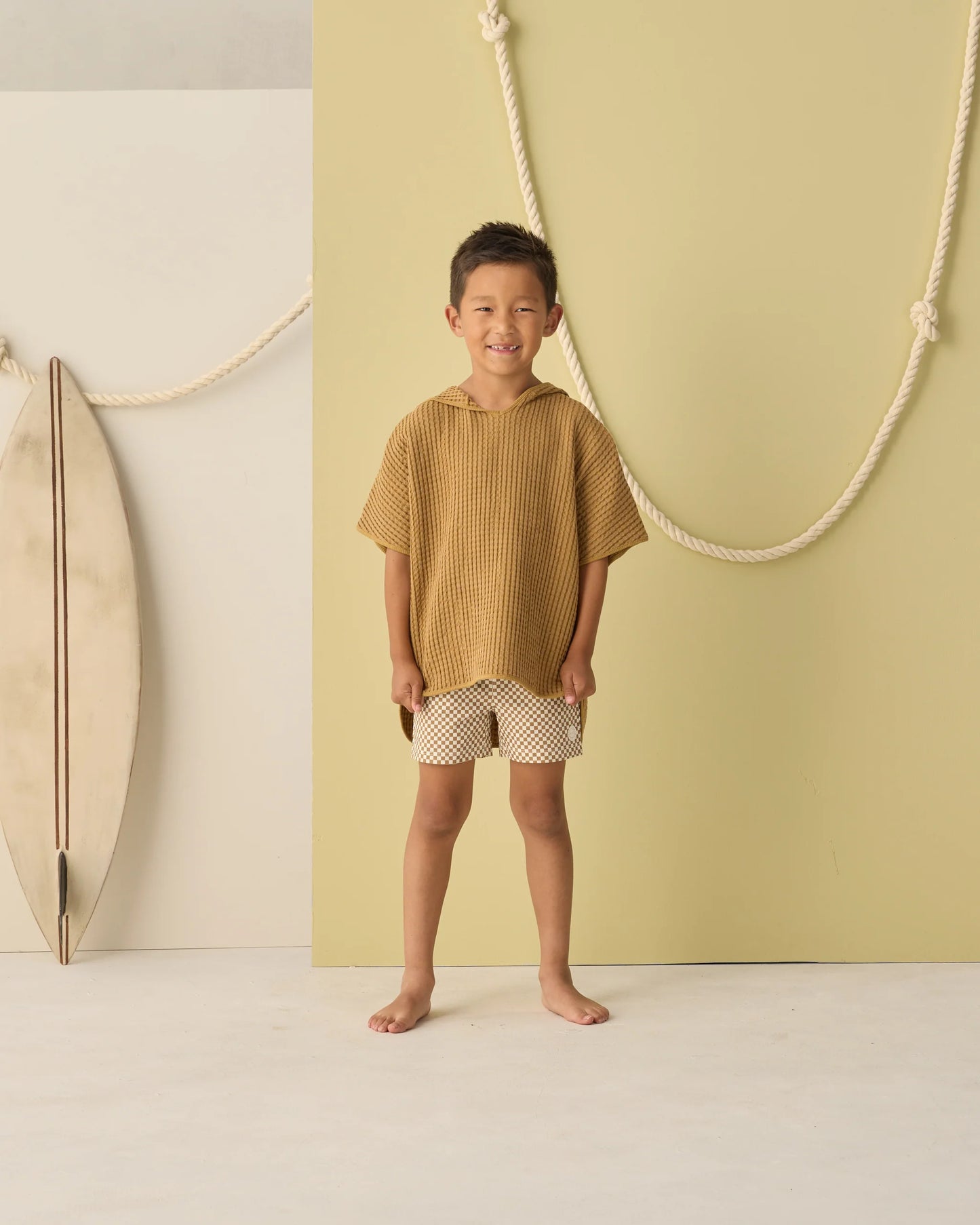 Boardshort Ocre Check + Short Sleeve Rashguard Citron