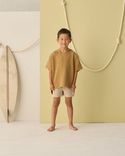 Boardshort Ocre Check + Short Sleeve Rashguard Citron