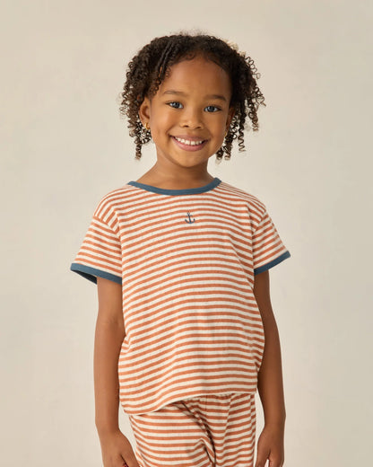 Pointelle Tee + Short Set-Poppy Stripe