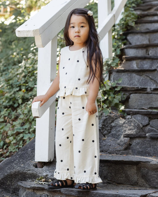 Oceanside Top + Wide Leg Pant Set- Polka Dot