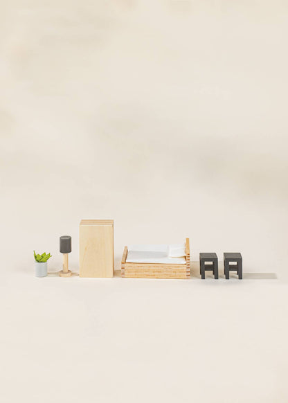 Wooden Doll House Master Bedroom Furniture & Accessories (9