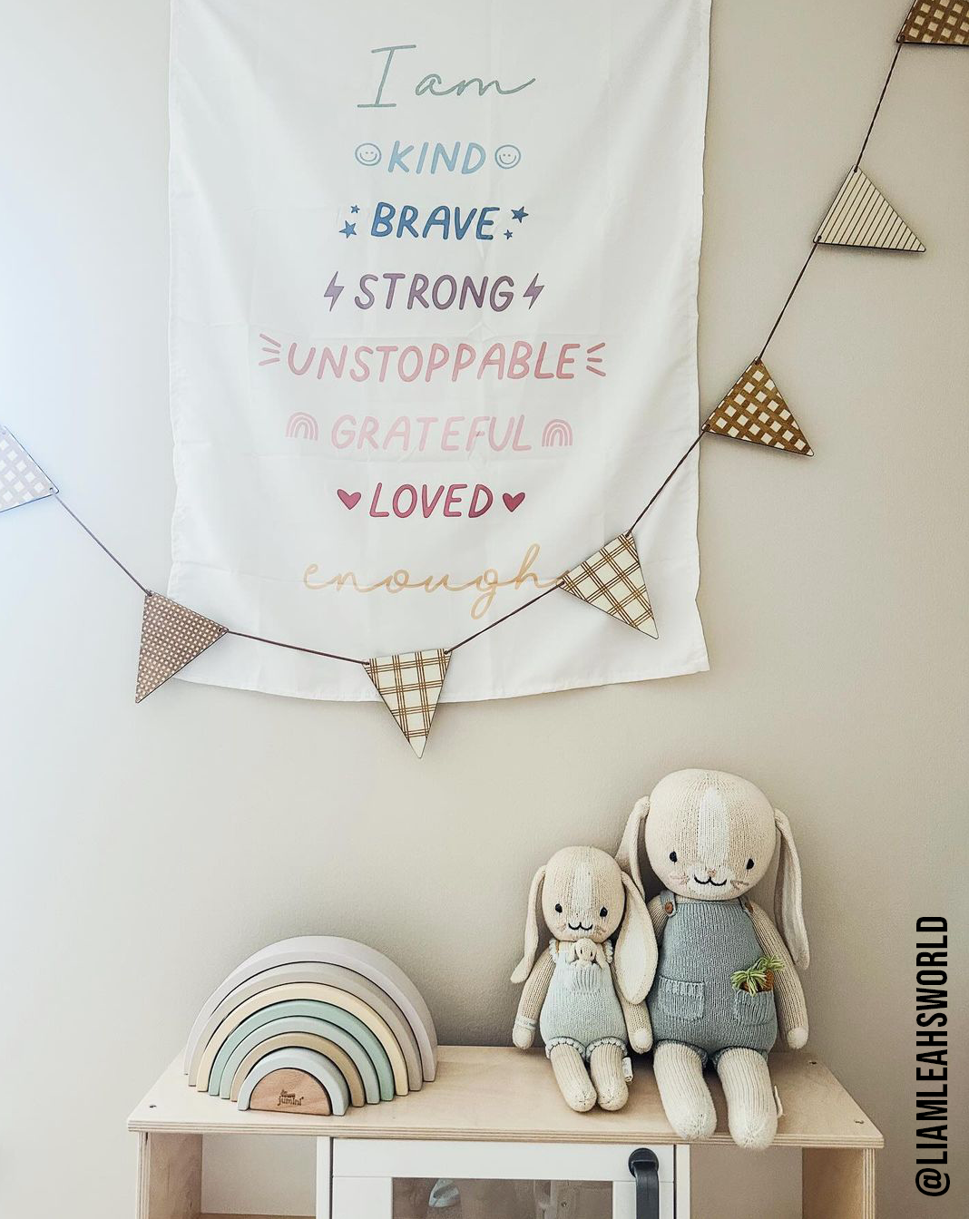 Affirmations Banner (Muted Rainbow) - Kids Wall Hanging