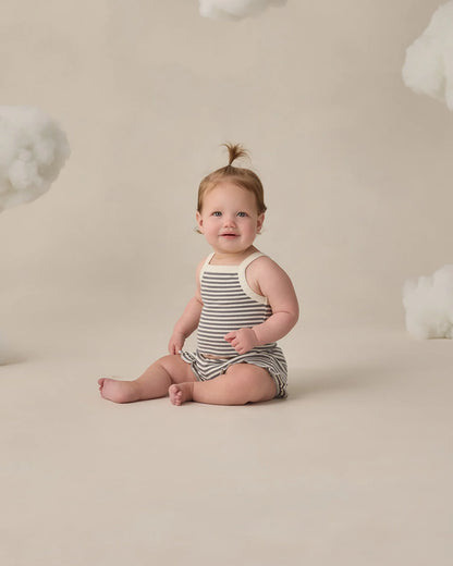 Evie Tank + Shortie Set Ocean Stripe