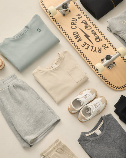 Cove Essential Pocket Tee + Oceanside Tech Short -Heathered Pebble