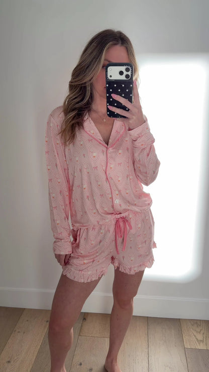 Pink Little Goose Women's Long Sleeve Short Set