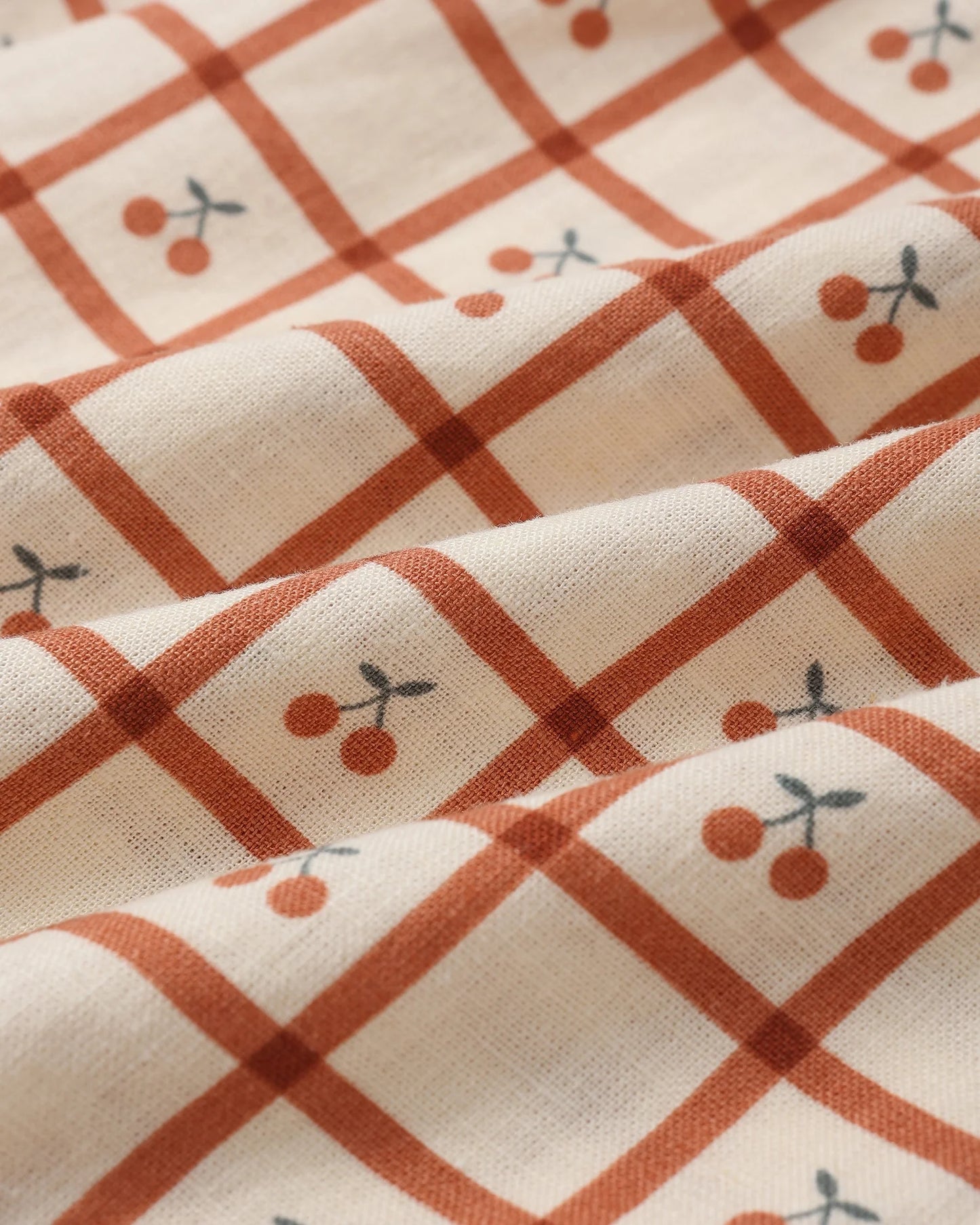 Collared Babydoll Dress Cherry Check