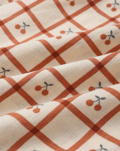 Collared Babydoll Dress Cherry Check