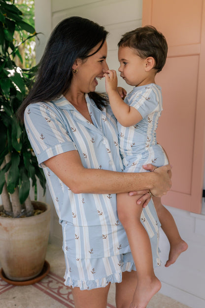 Anchored Stripe Women's Short Set