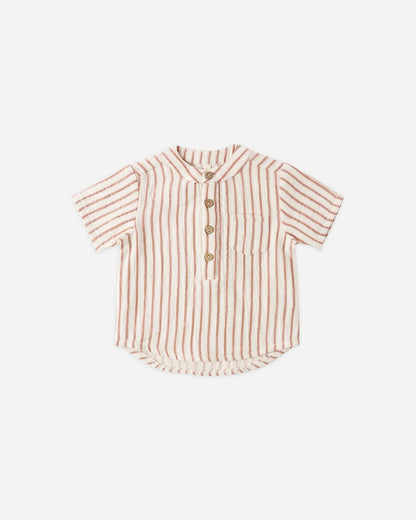 Jaxson Shirt Vintage Stripe + Woven Short Poppy Set