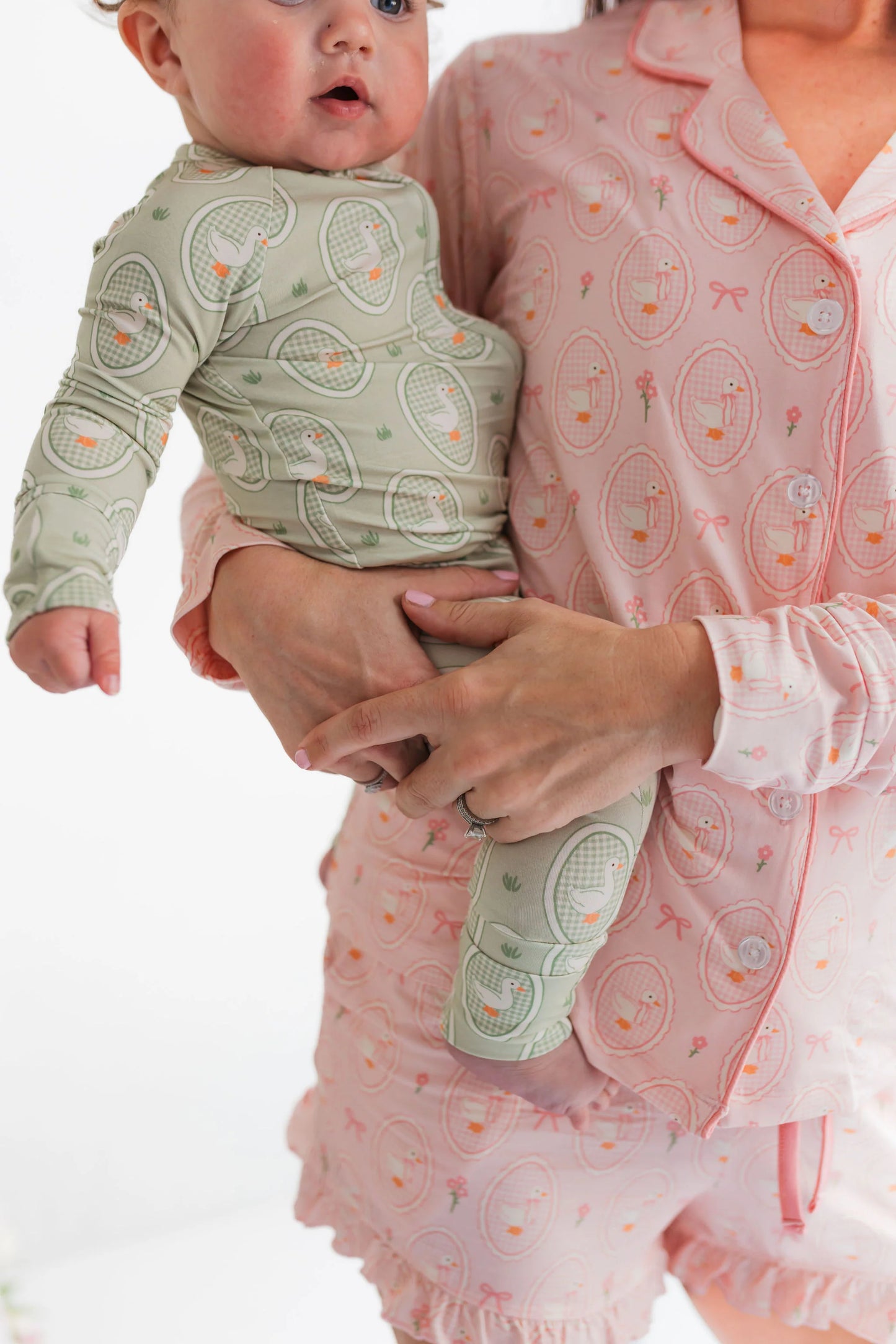 Green Little Goose Zipper Romper