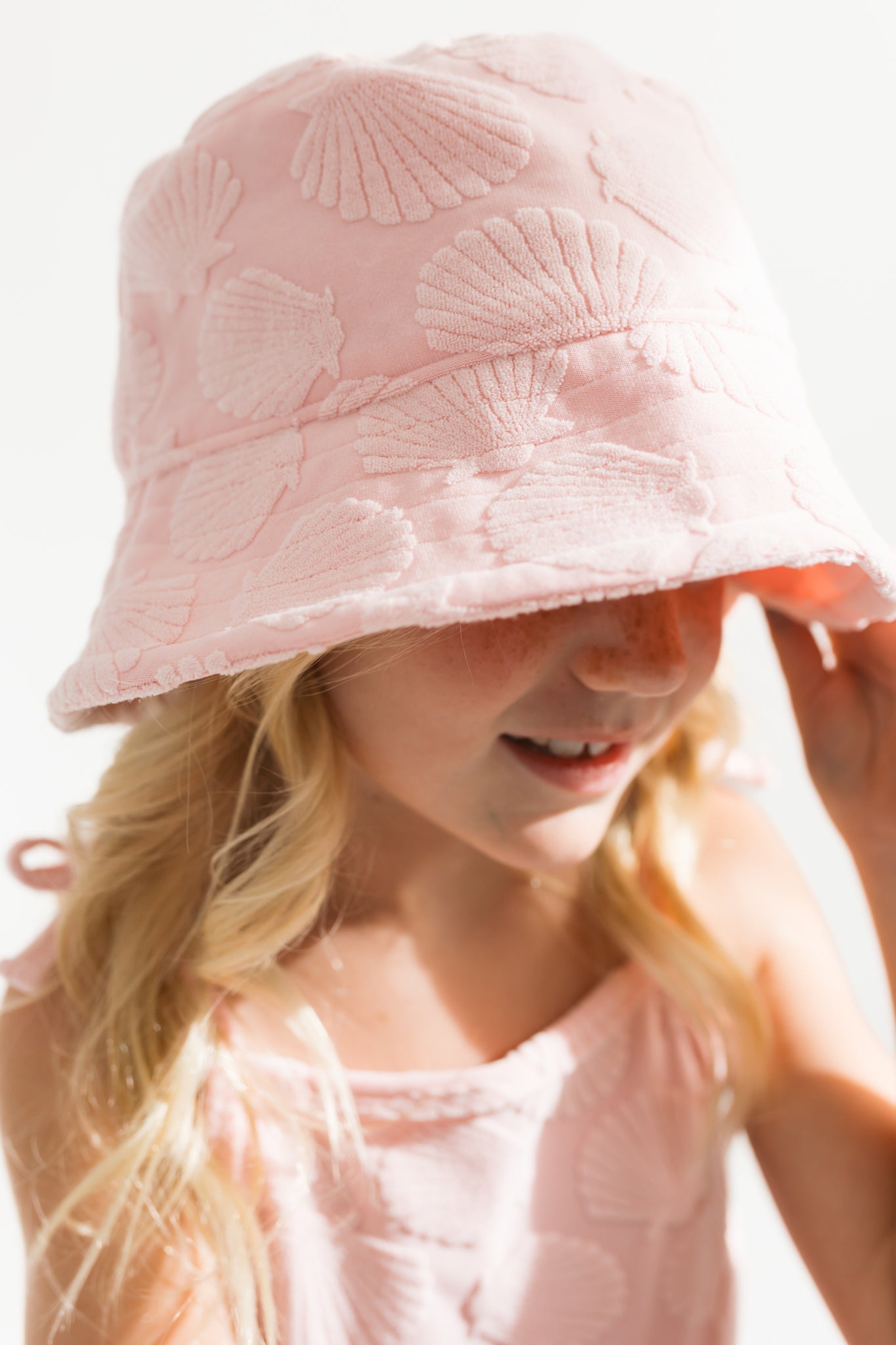 Pink Seashell Terry Bucket Hat