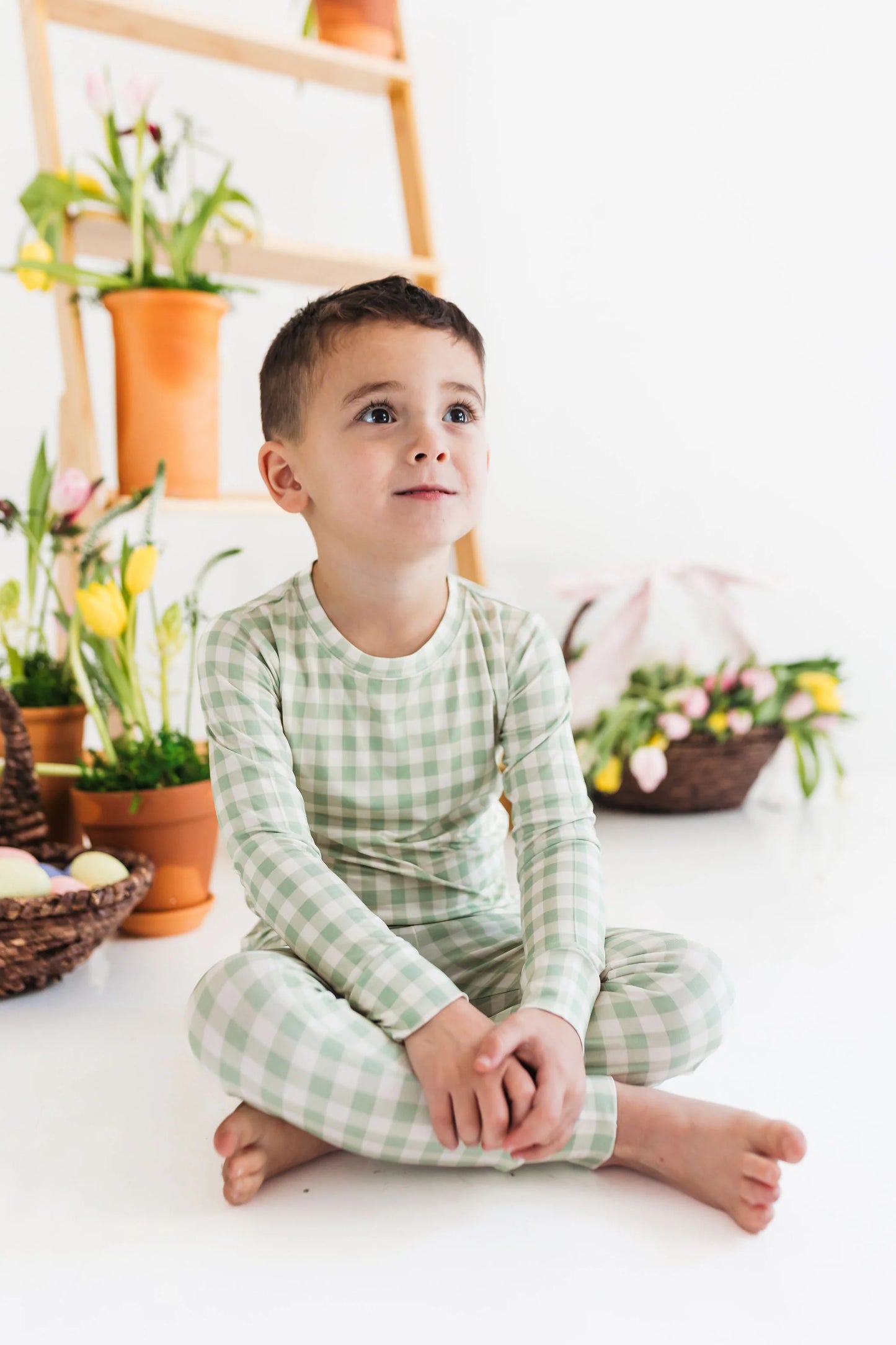 Green Gingham Two Piece Set