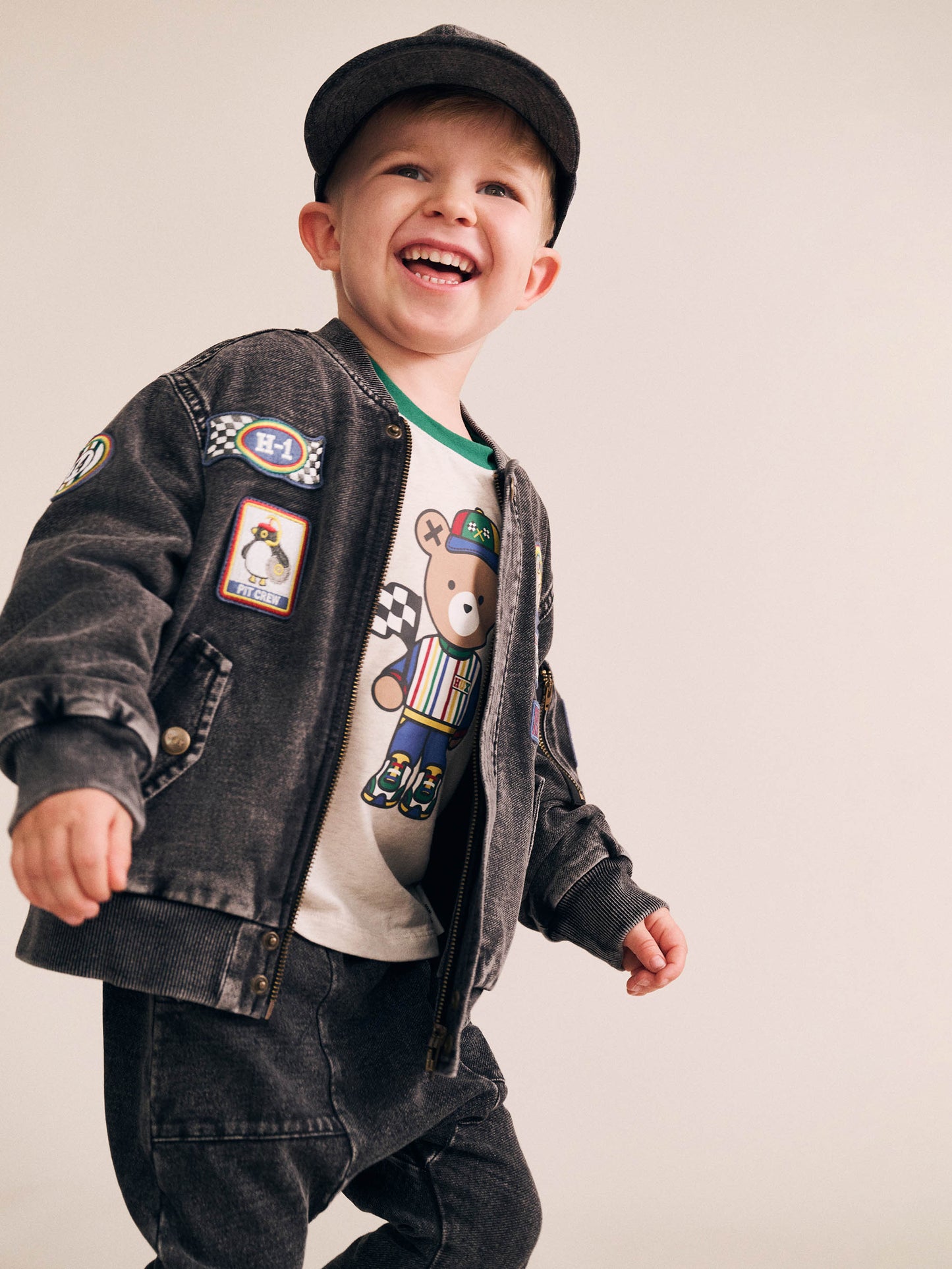 Black Knit Denim Patches Jacket
