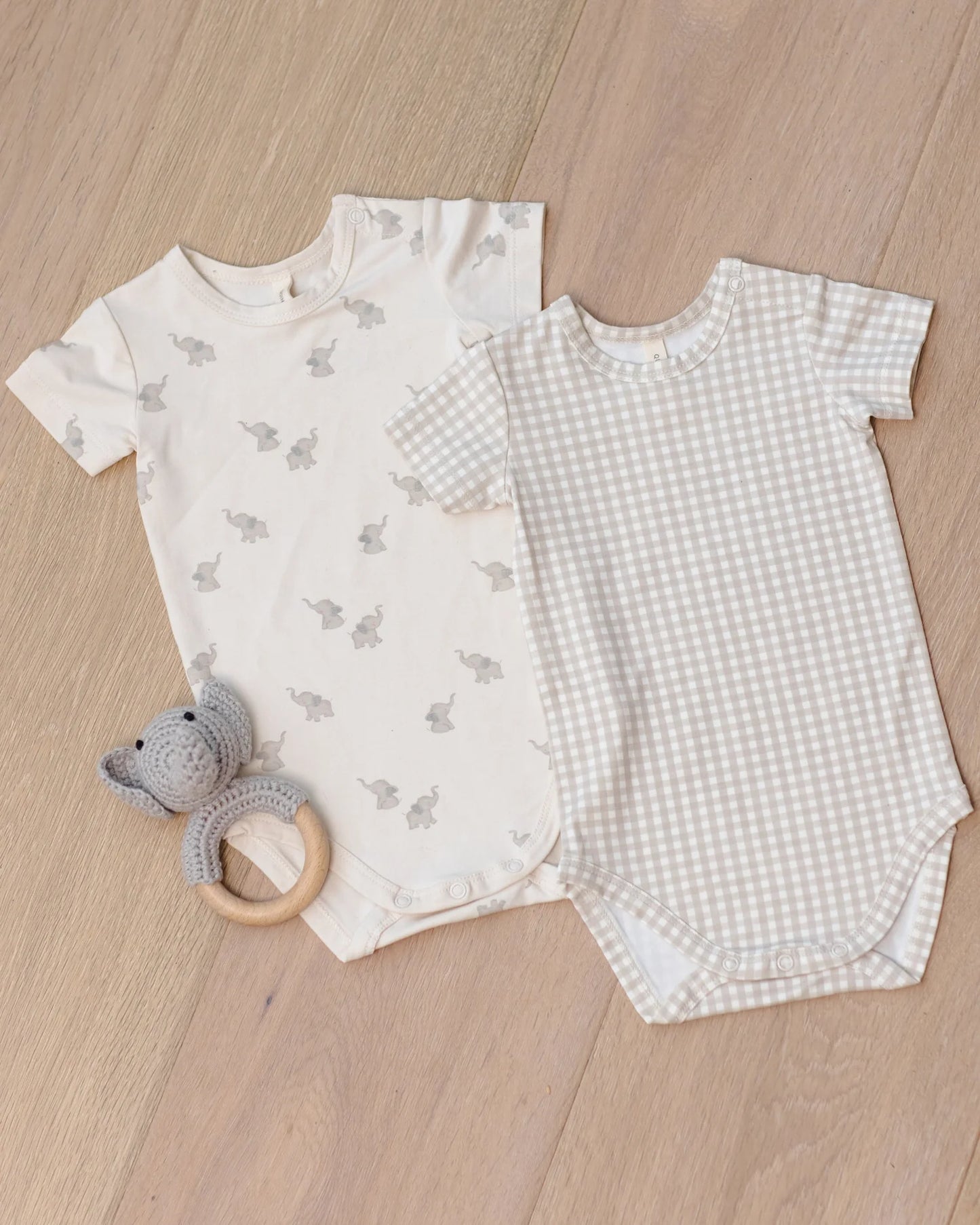 Bamboo Short Sleeve Bodysuit Oat Gingham