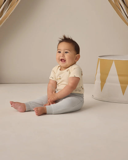 Short Sleeve Bodysuit Pack Race Car, Oat Micro Stripe + Baby Pant Sky