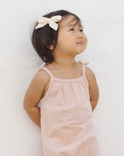Smocked Jumpsuit Melon Micro Stripe