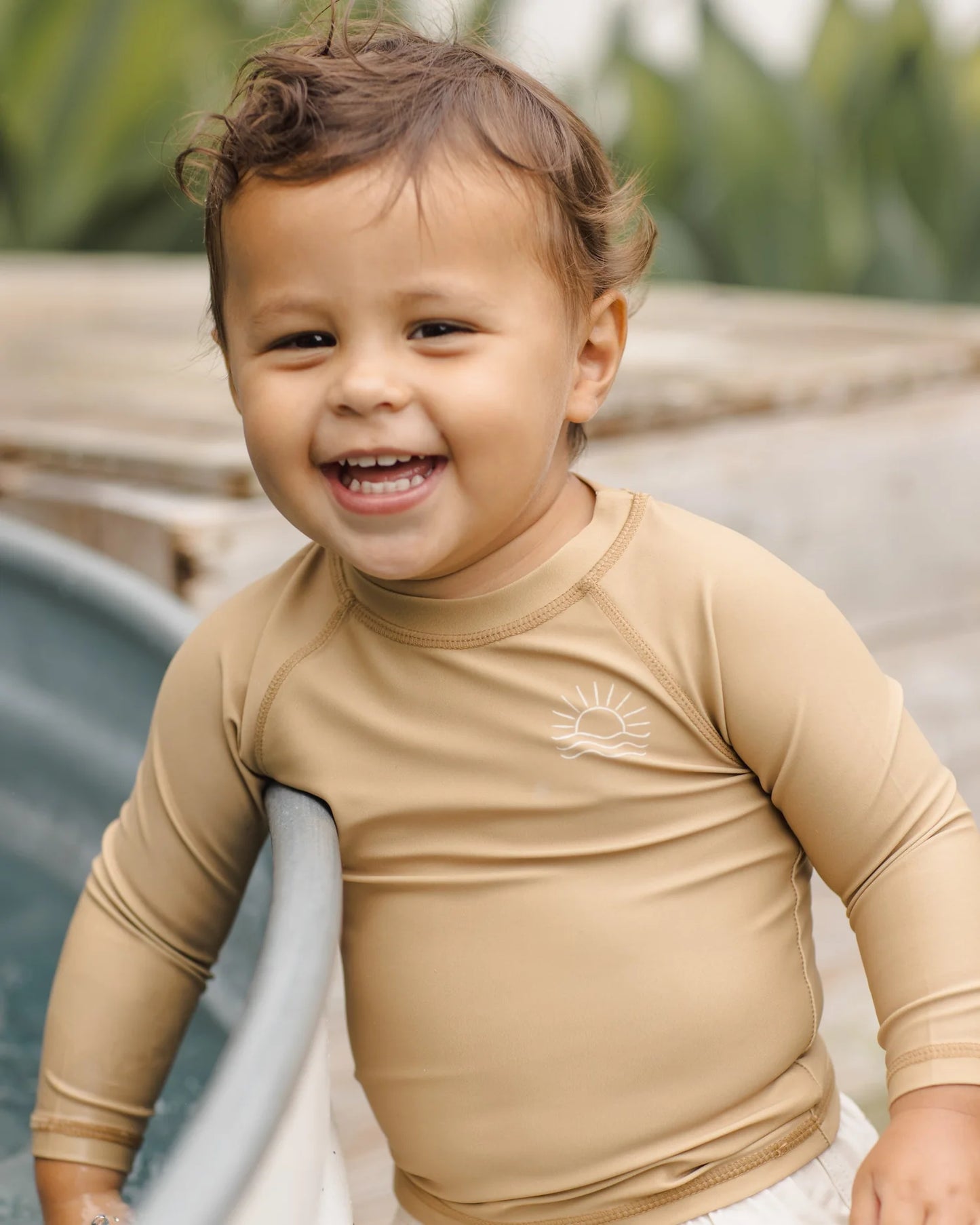 Boys Swim Short Race Car+  Rashguard Honey