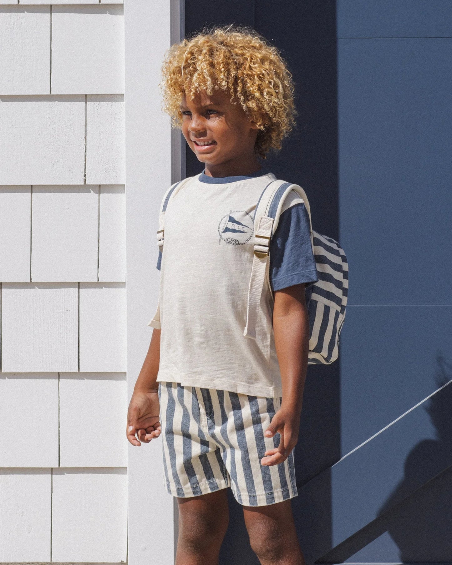 Contrast Short Sleeve Tee Nautical Flag