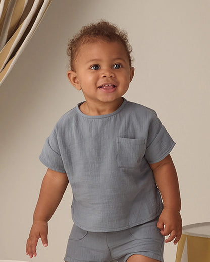 Woven Boxy Top Ocean + Utility Short Ocean