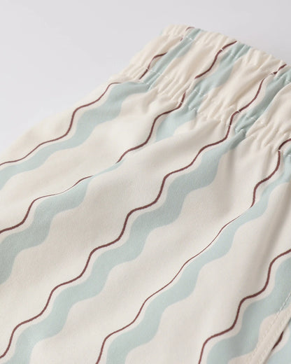 Long Sleeve Rashguard Seafoam + Swim Trunk || Wave Stripe