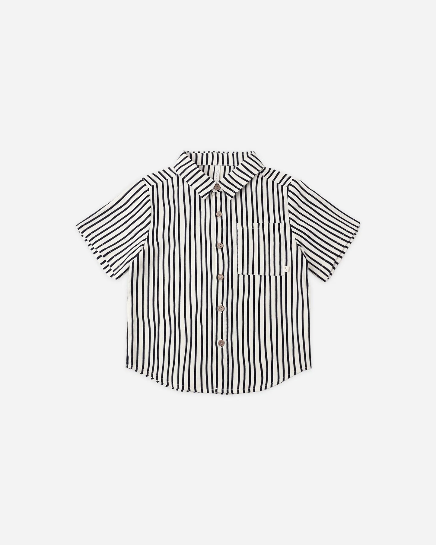 Collared Short Sleeve Shirt + Perry Short Set-  Wavy Stripe