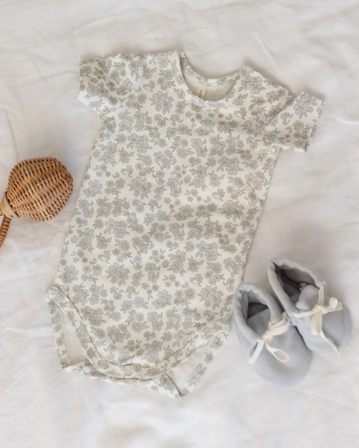 Bamboo Short Sleeve Bodysuit Blue Floral