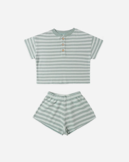 Summer Waffle Set Sea Green Stripe