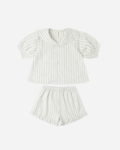 Delilah Pajama Set Seafoam Railroad Stripe