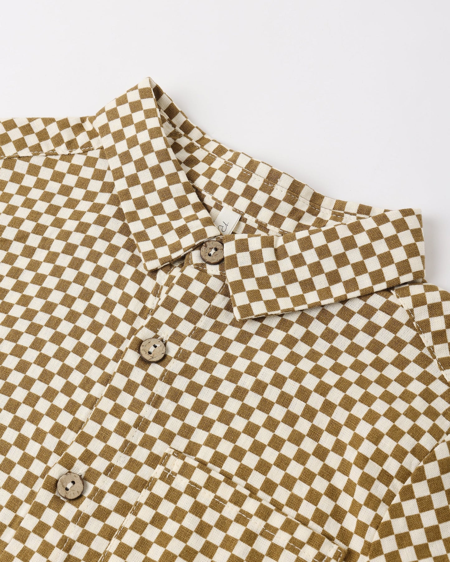 Collared Short Sleeve Shirt Ocre Check