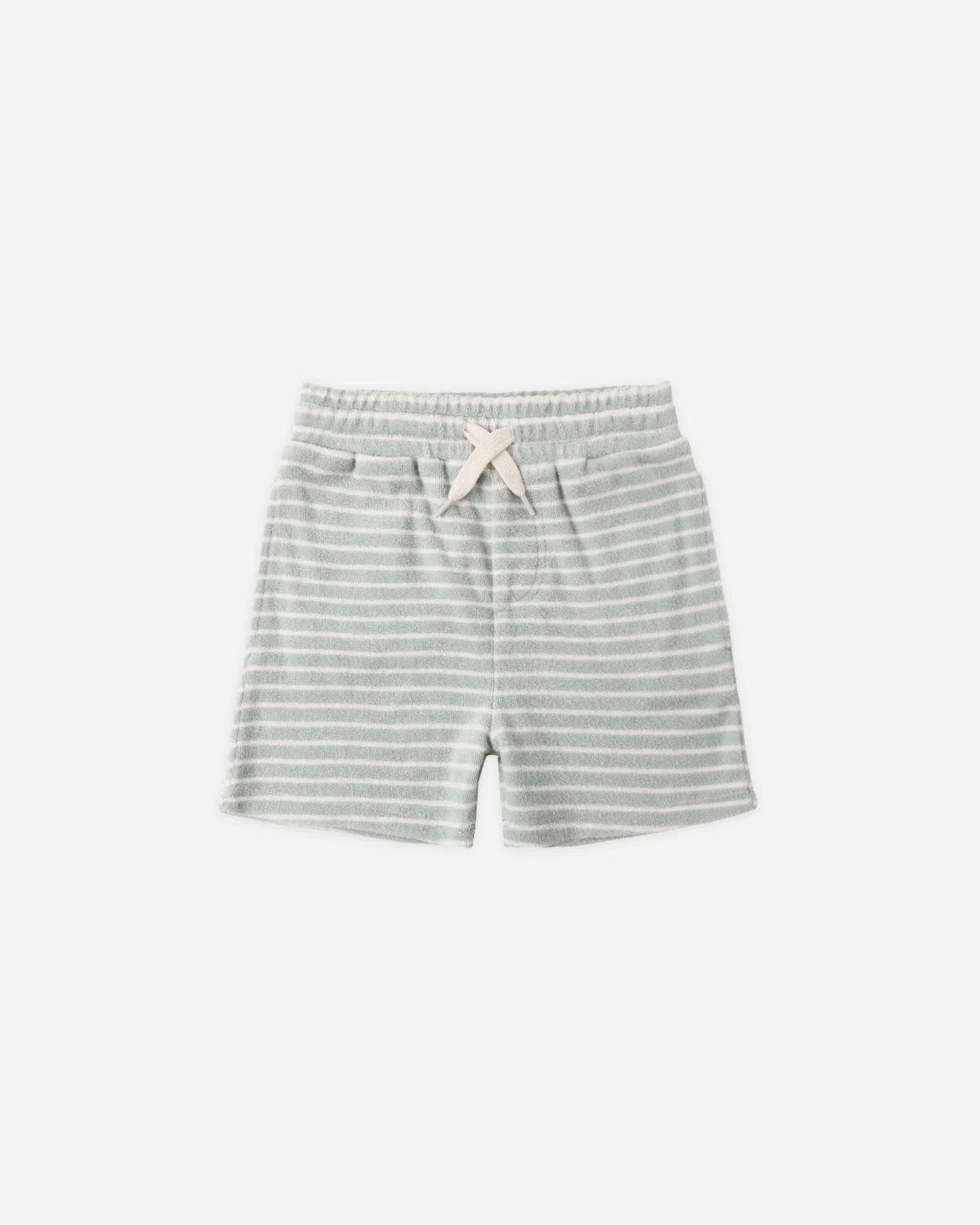 Terry Relaxed Tee + Short Set- Seafoam Stripe