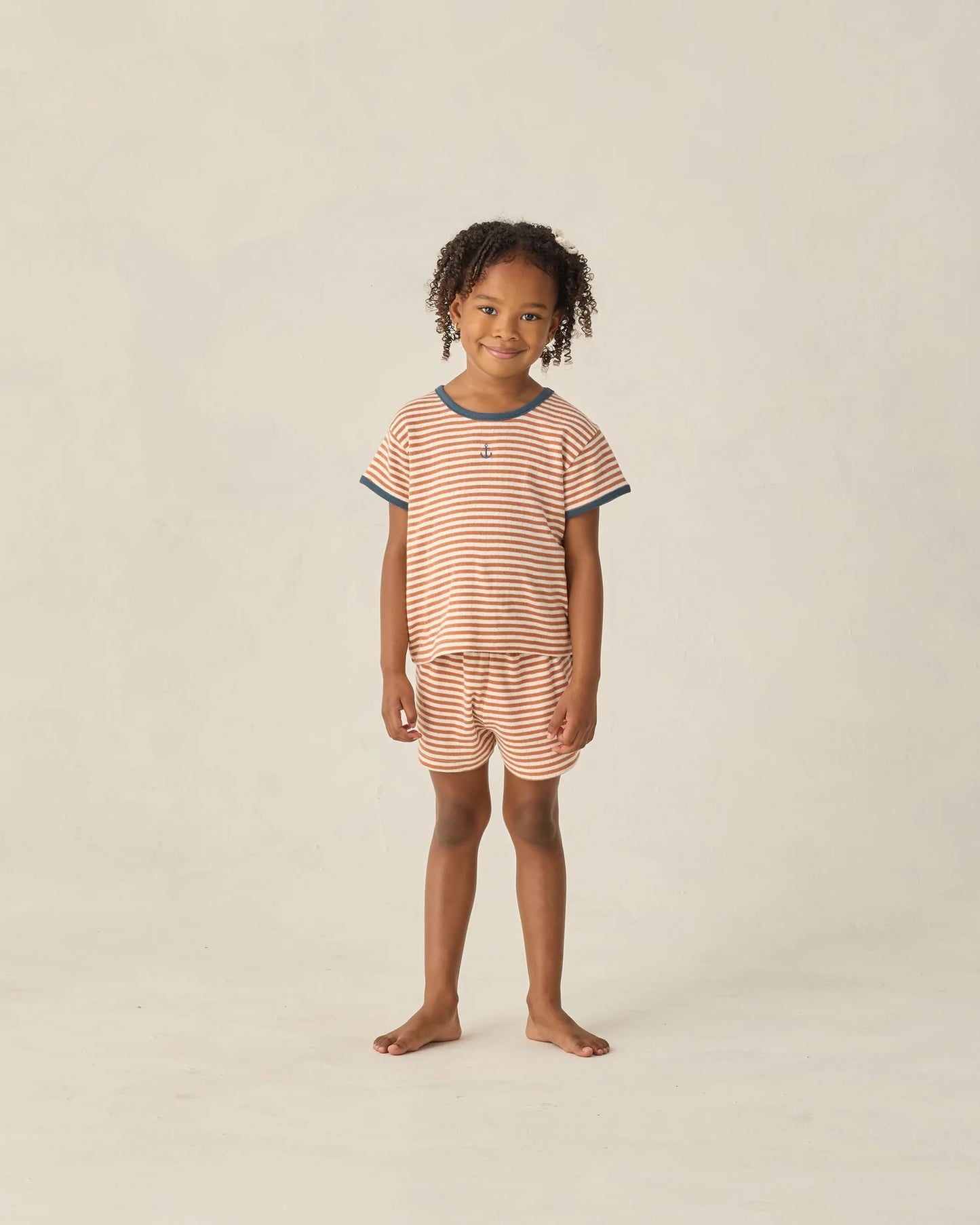 Pointelle Tee + Short Set-Poppy Stripe