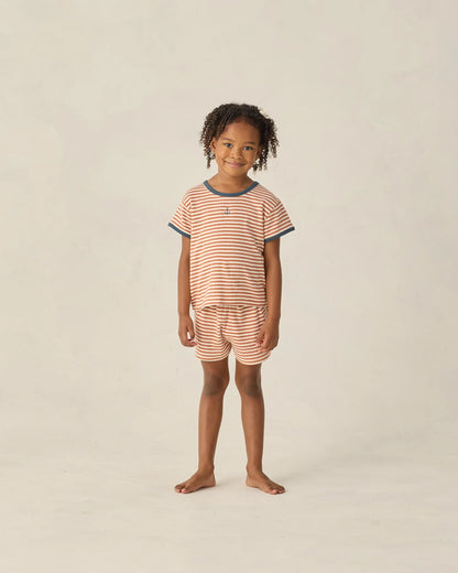 Pointelle Tee + Short Set-Poppy Stripe