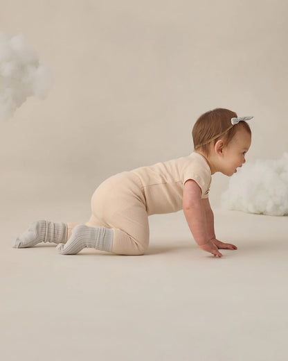Ribbed Henley Bodysuit + Legging Set- Ecru