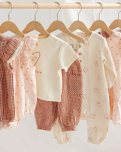 Woven Jumpsuit Heart Eyes