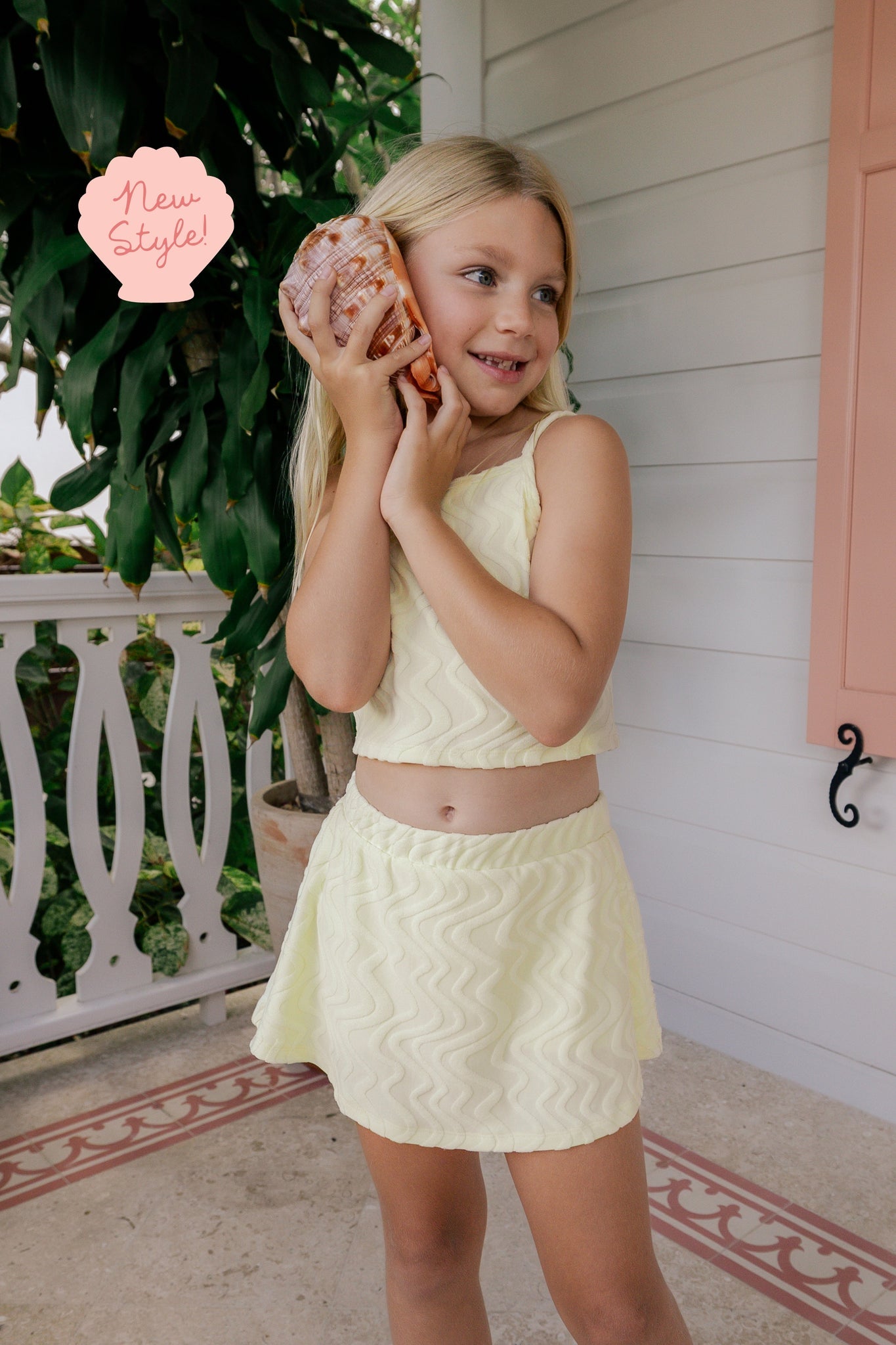 Yellow Wave Terry Tank Skort Set
