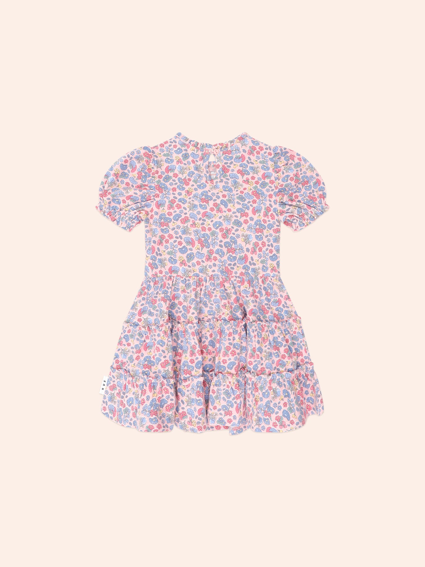 Vintage Floral Puff Sleeve Shirred Dress