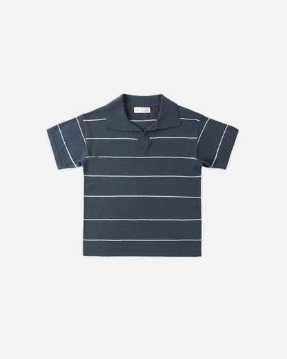 Chandler Knit Polo Navy Stripe