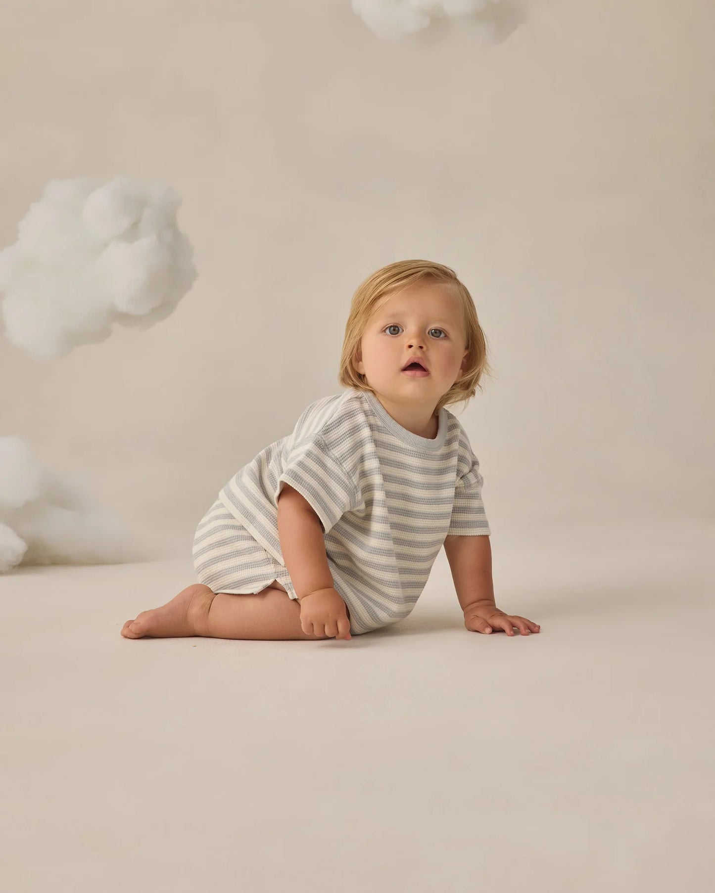 Waffle Tee + Short Set Sky Stripe